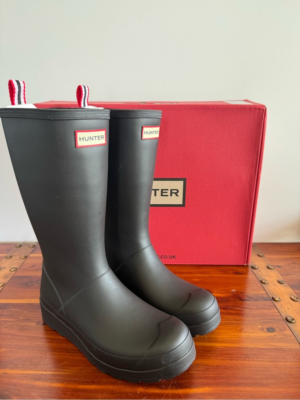 Hunter PLAY Tall Rain Boots Black Women’s Size 7 Waterproof NIB